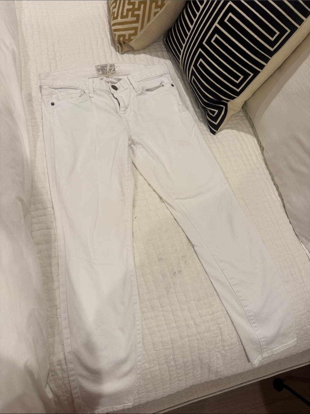 Current/Elliott White Straight-Leg Jeans